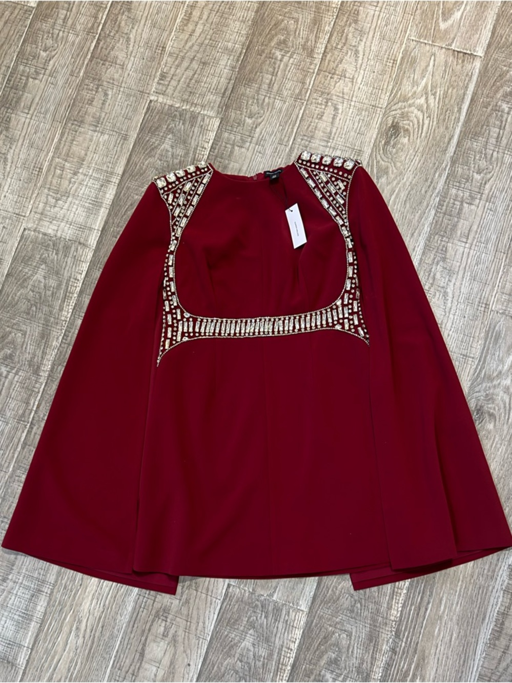 Karen Millen Burgundy Jeweled Cape Mini Dress Size- 10